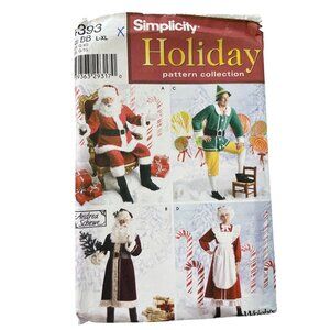 Simplicity 4393 Pattern Father Christmas Elf Santa Mrs Claus Size L-XL UNCUT